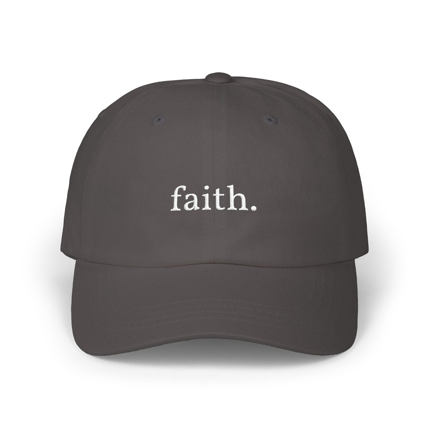 Faith Dad Cap — 'faith.' Front with Heb 11:1 Back Embroidered Baseball Hat