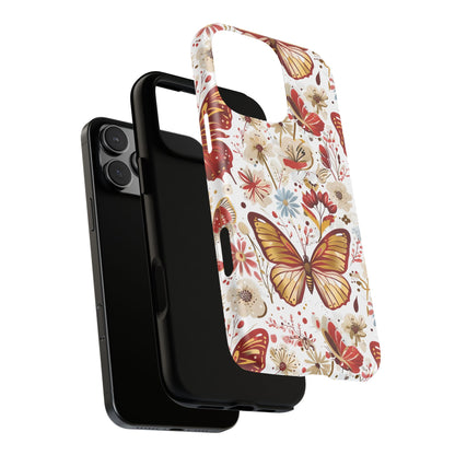Red & Gold Butterfly Floral Phone Case - Seamless Pattern Design Cover