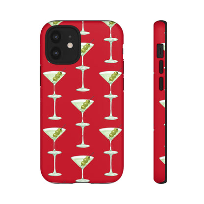 Martini Pattern Tough Case — Dark Red Cocktail Phone Cover