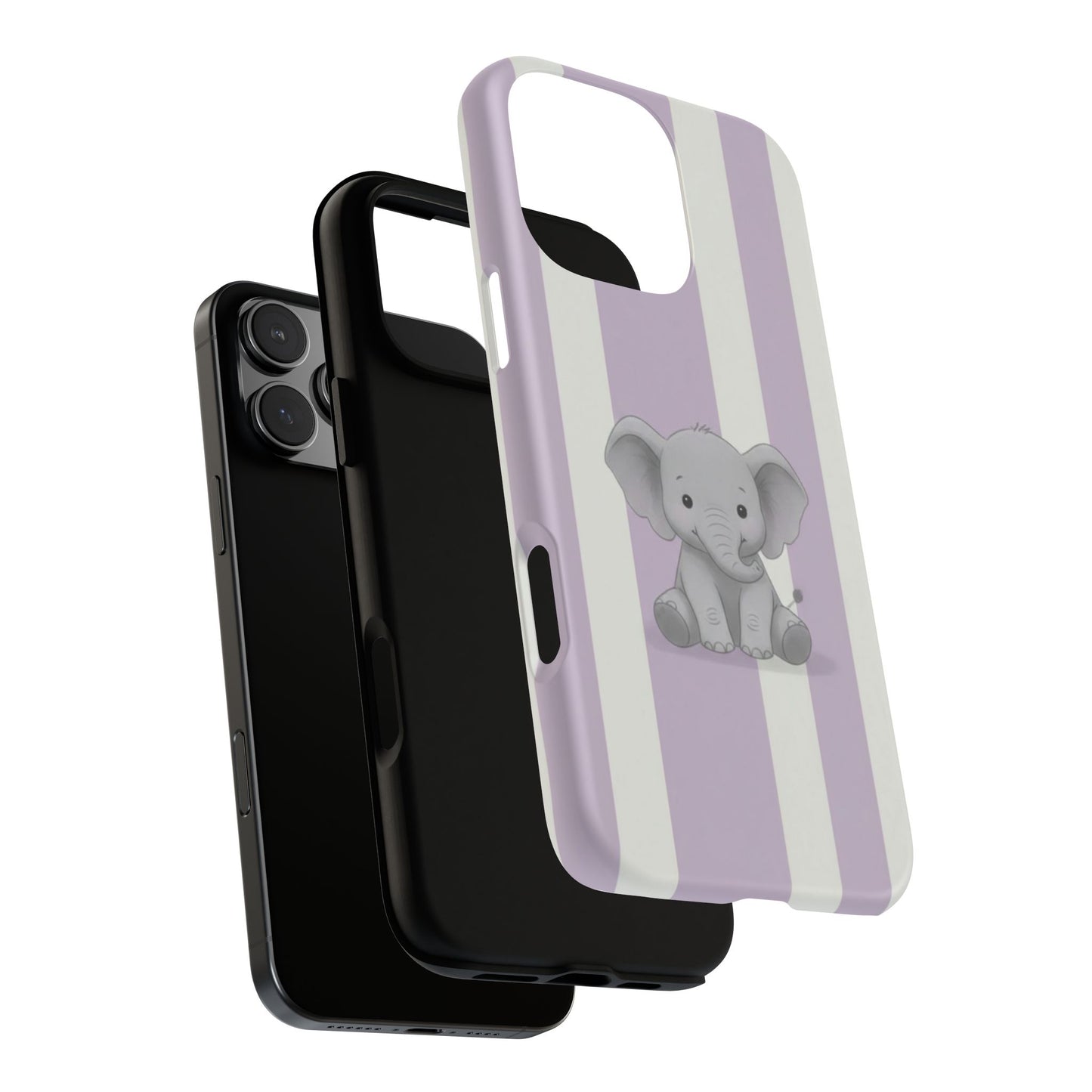 Baby Elephant Phone Case — Soft Purple Striped Protective Design Cover