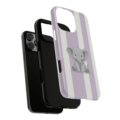 Baby Elephant Phone Case — Soft Purple Striped Protective Design Cover