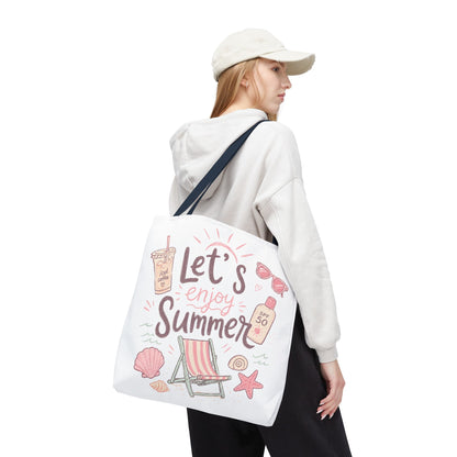 Let's Enjoy Summer Tote Bag — Beach Chair & Seashell Graphic