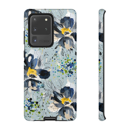 Blue Watercolor Floral Phone Case — Seamless Pastel Flower Protective Design Cover