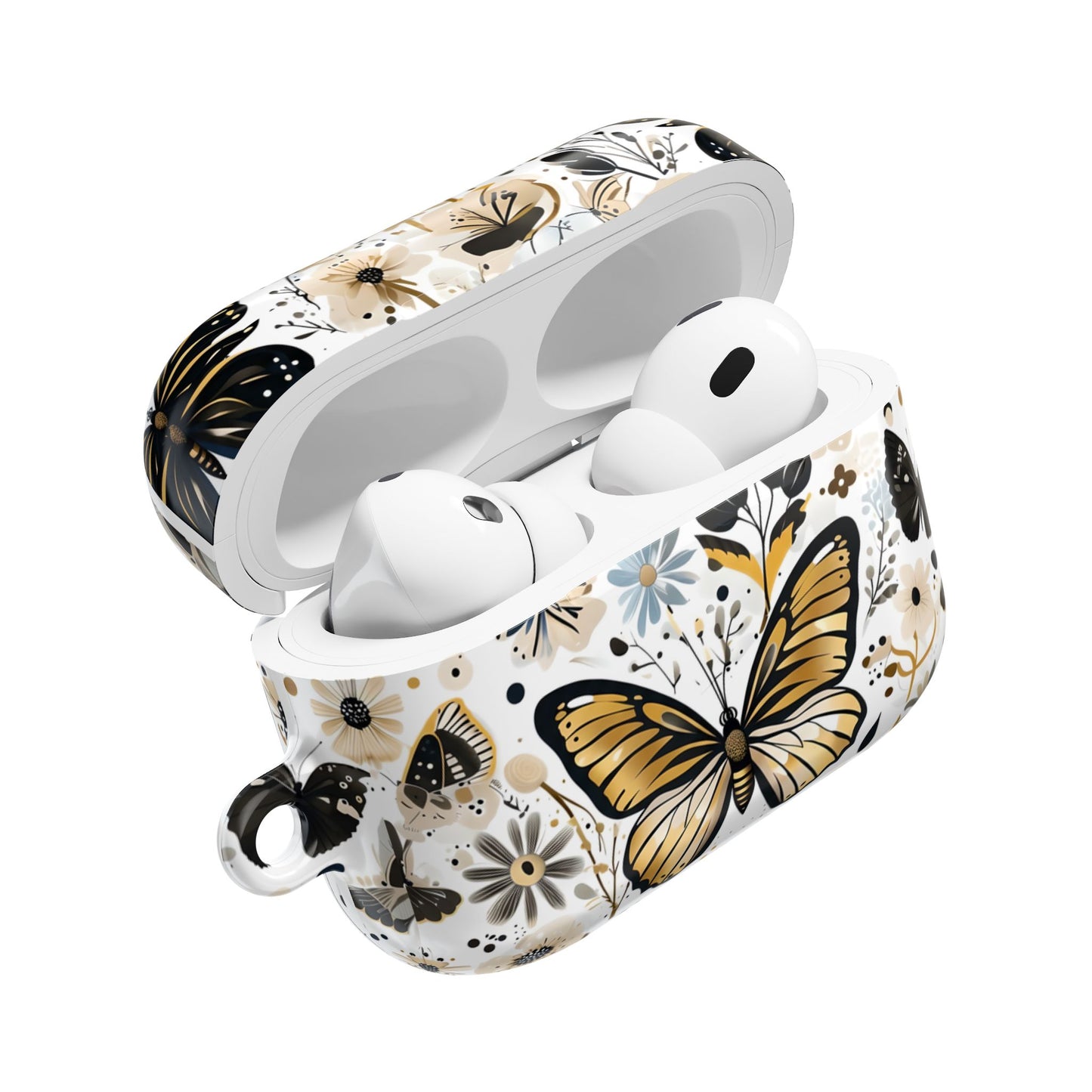 Gold & black Butterfly Floral AirPod Case — Decorative Charging Case