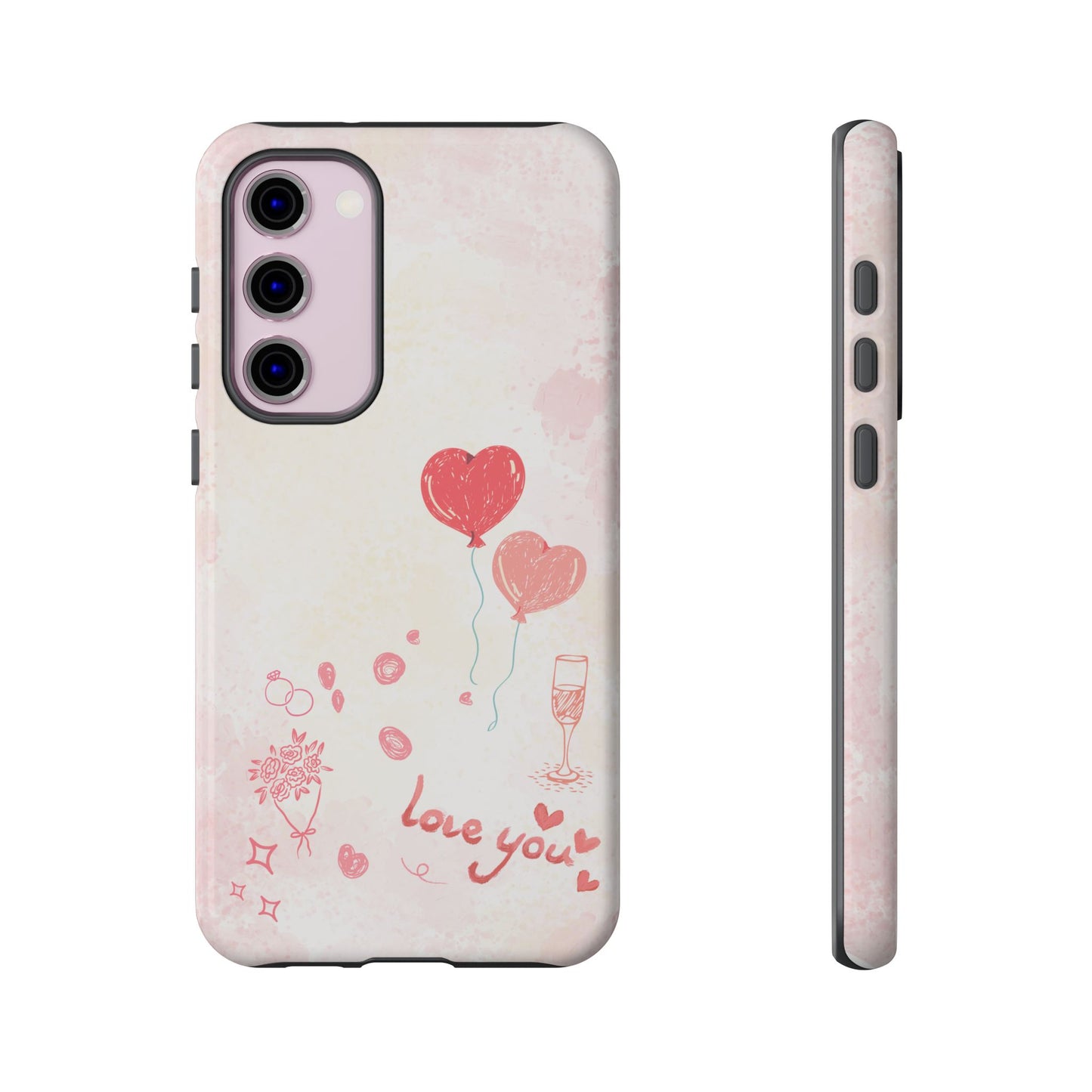 Valentine Heart Balloons Phone Case — "Love You" Romantic Protective Design Cover