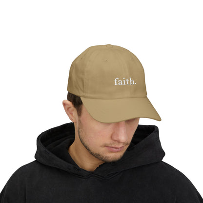 Faith Dad Cap — 'faith.' Front with Heb 11:1 Back Embroidered Baseball Hat