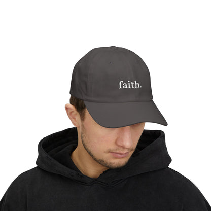 Faith Dad Cap — 'faith.' Front with Heb 11:1 Back Embroidered Baseball Hat
