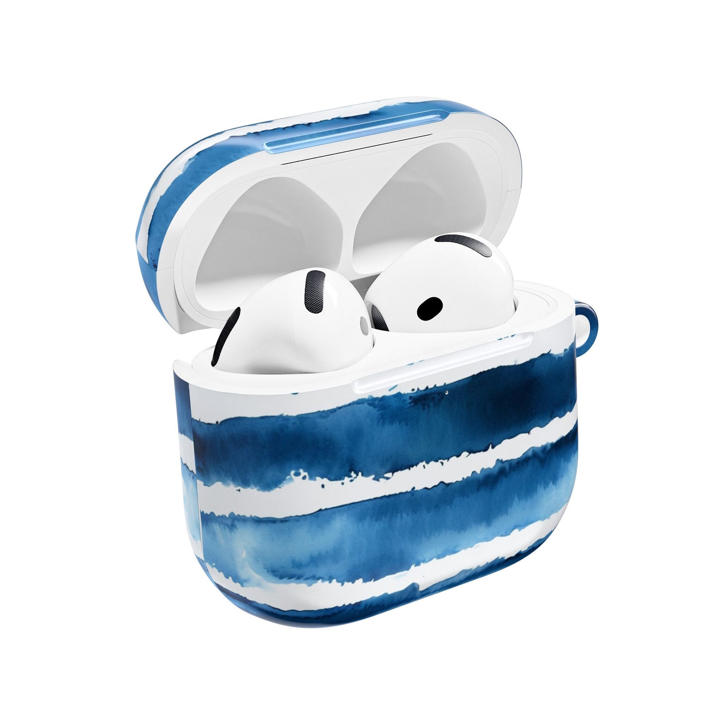 Blue Watercolor Stripe AirPod Case — Coastal Wave Protective Cover