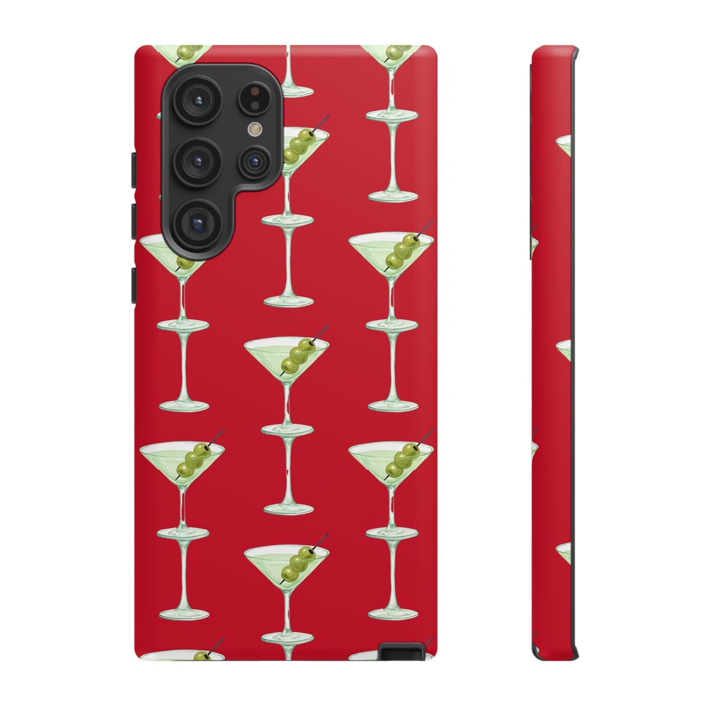 Martini Pattern Tough Case — Dark Red Cocktail Phone Cover