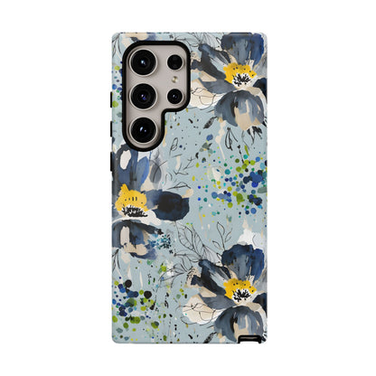Blue Watercolor Floral Phone Case — Seamless Pastel Flower Protective Design Cover