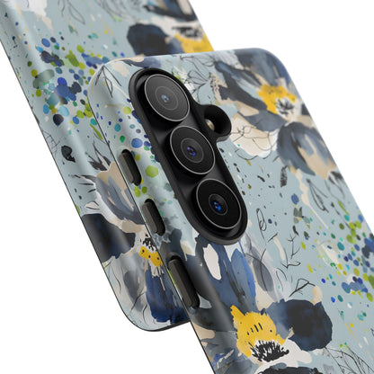 Blue Watercolor Floral Phone Case — Seamless Pastel Flower Protective Design Cover