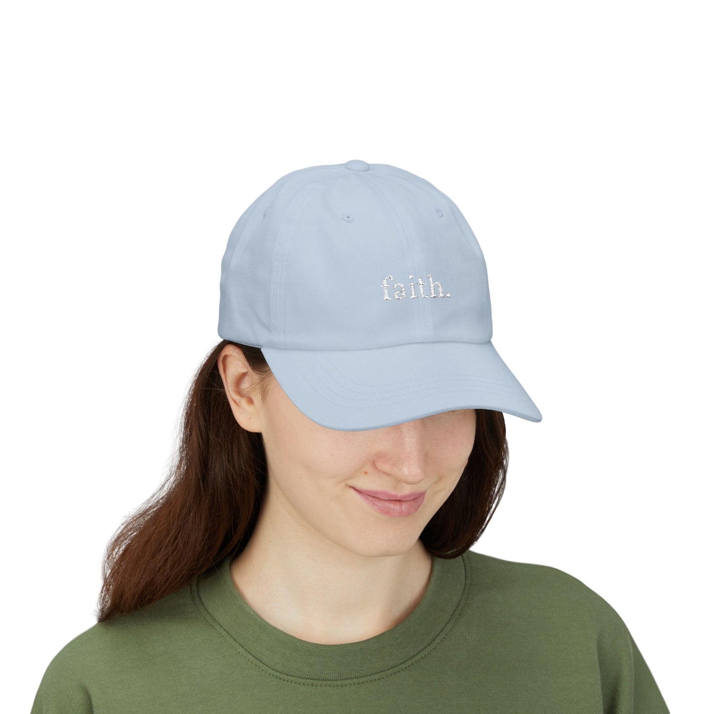 Faith Dad Cap — 'faith.' Front with Heb 11:1 Back Embroidered Baseball Hat
