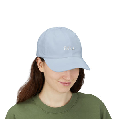 Faith Dad Cap — 'faith.' Front with Heb 11:1 Back Embroidered Baseball Hat