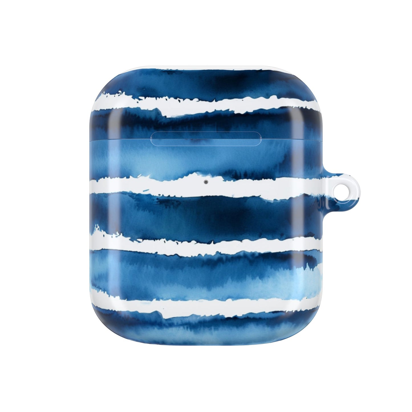 Blue Watercolor Stripe AirPod Case — Coastal Wave Protective Cover