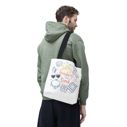 Beach Vibes Tote — "Salty Sunshine Time" Summer Beach Bag