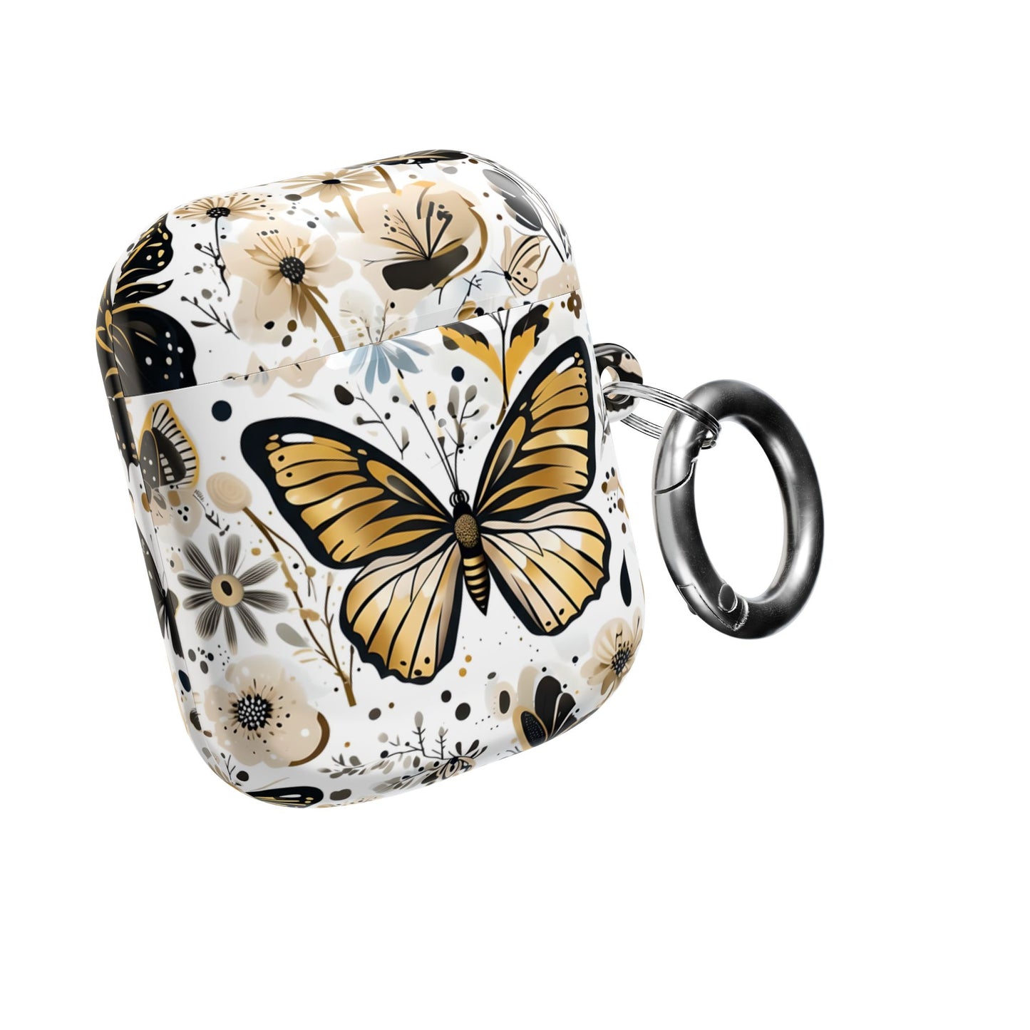 Gold & black Butterfly Floral AirPod Case — Decorative Charging Case