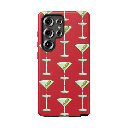 Martini Pattern Tough Case — Dark Red Cocktail Phone Cover