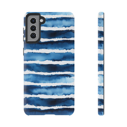 Blue & White Watercolor Stripe Tough Case