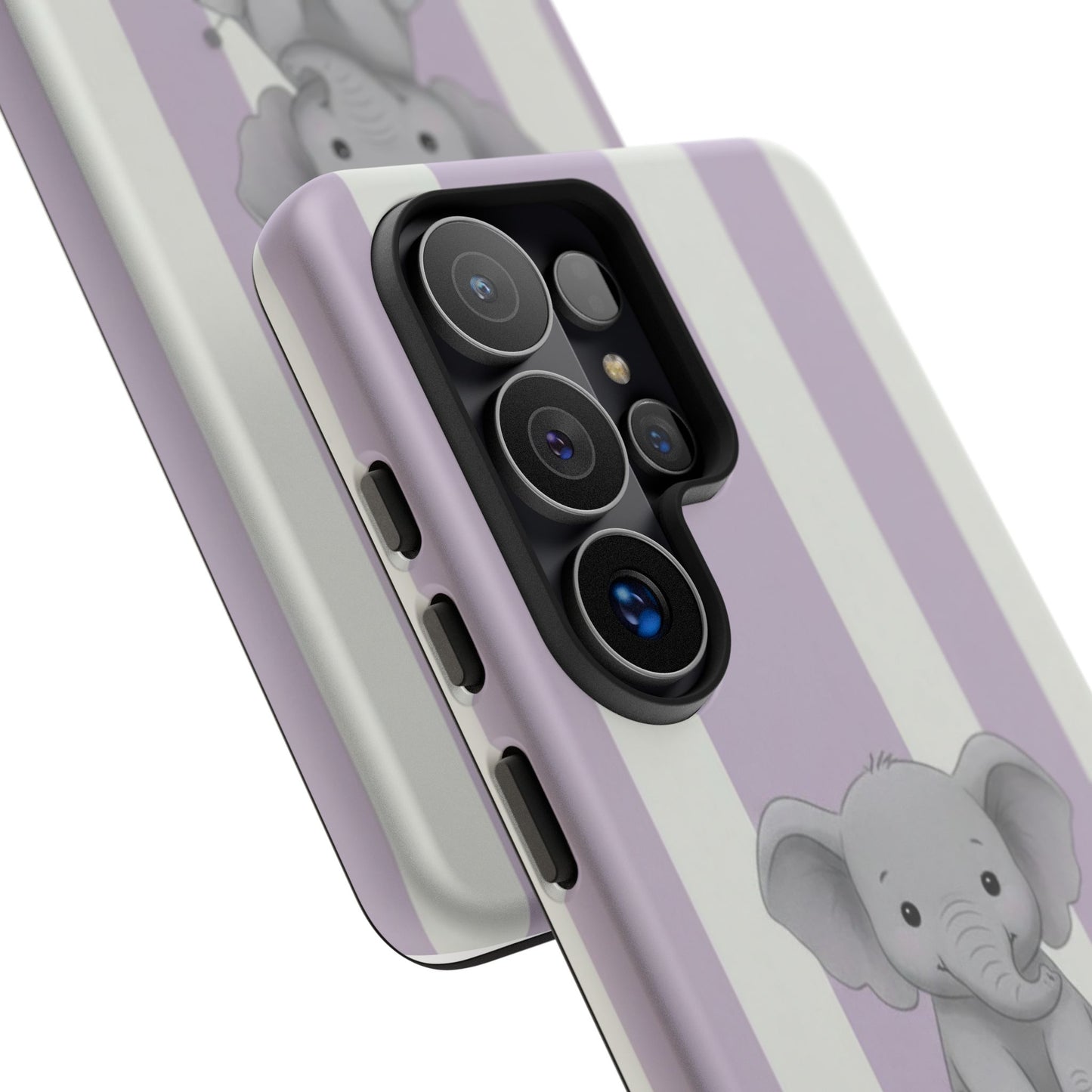 Baby Elephant Phone Case — Soft Purple Striped Protective Design Cover