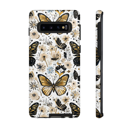 Black & Gold Butterfly Floral Phone Case - Seamless Pattern Design Cover