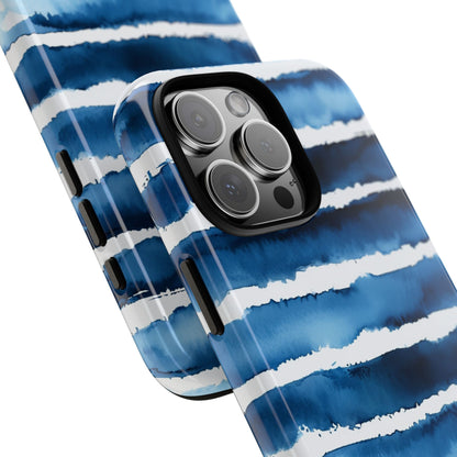 Blue & White Watercolor Stripe Tough Case