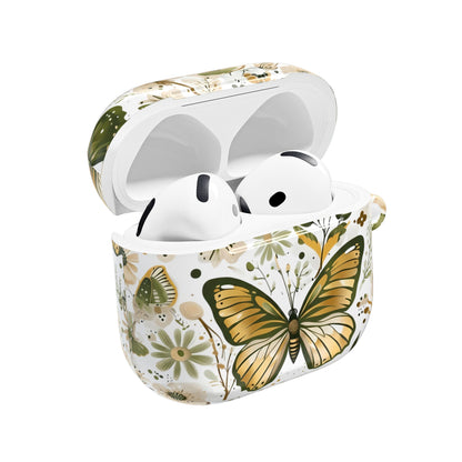 Olive Green Butterfly Floral AirPod Case — Decorative Charging Case