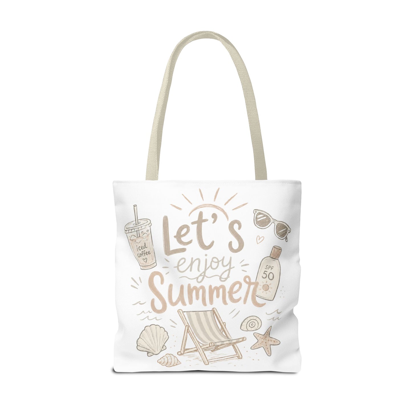 Let's Enjoy Summer Tote Bag — Beach Chair & Seashell Graphic