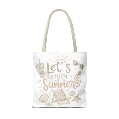 Let's Enjoy Summer Tote Bag — Beach Chair & Seashell Graphic
