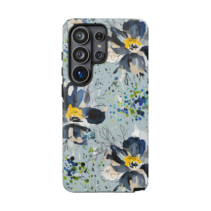 Blue Watercolor Floral Phone Case — Seamless Pastel Flower Protective Design Cover