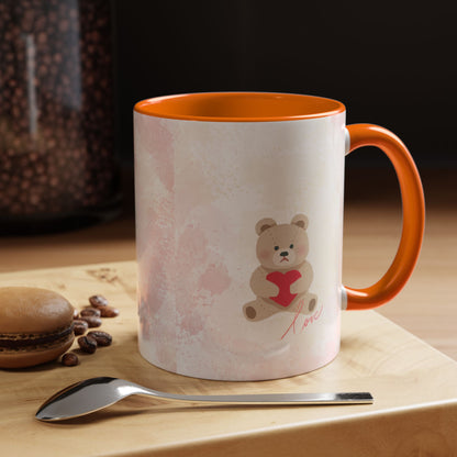 Pink Teddy Bear Heart Accent Coffee Mug (11/15oz)