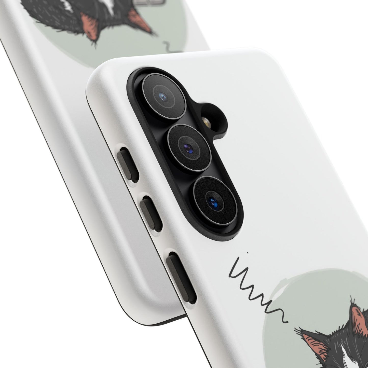 Cat “Me at Work” Phone Case – Tuxedo Cat Coffee Desk Design Cover
