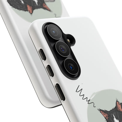 Cat “Me at Work” Phone Case – Tuxedo Cat Coffee Desk Design Cover
