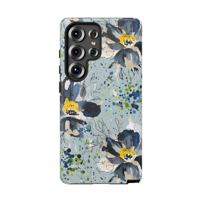 Blue Watercolor Floral Phone Case — Seamless Pastel Flower Protective Design Cover