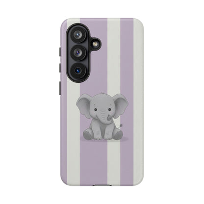 Baby Elephant Phone Case — Soft Purple Striped Protective Design Cover