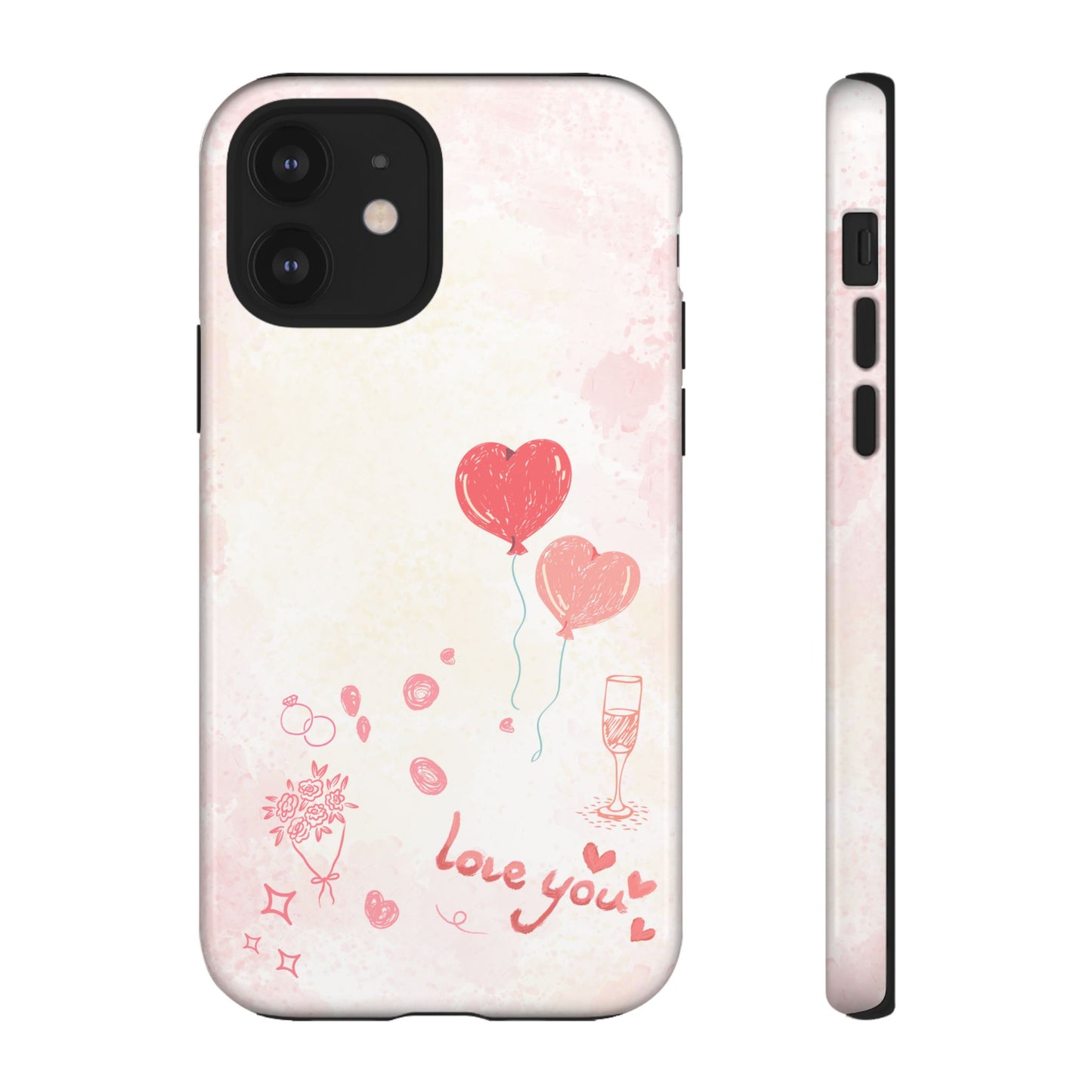 Valentine Heart Balloons Phone Case — "Love You" Romantic Protective Design Cover