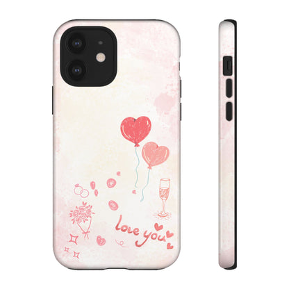 Valentine Heart Balloons Phone Case — "Love You" Romantic Protective Design Cover