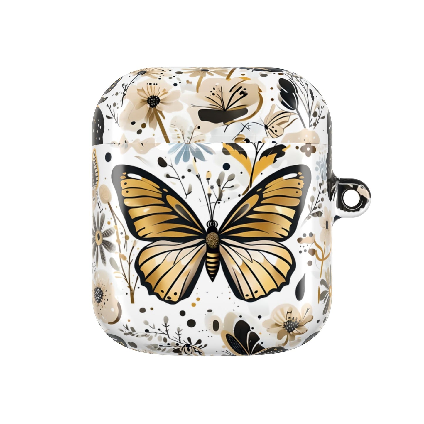 Gold & black Butterfly Floral AirPod Case — Decorative Charging Case