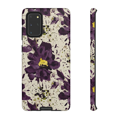 Royral Purple Watercolor Floral Phone Case — Seamless Pastel Flower Protective Design Cover