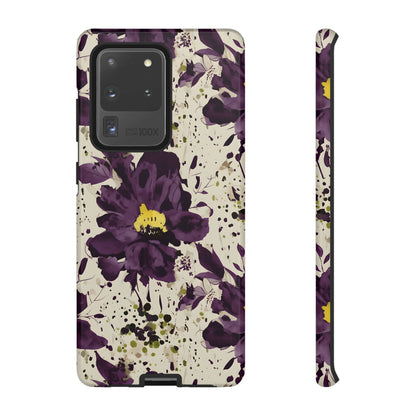 Royral Purple Watercolor Floral Phone Case — Seamless Pastel Flower Protective Design Cover