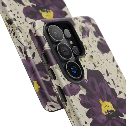 Royral Purple Watercolor Floral Phone Case — Seamless Pastel Flower Protective Design Cover