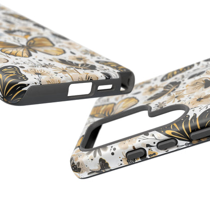 Black & Gold Butterfly Floral Phone Case - Seamless Pattern Design Cover