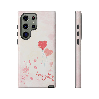 Valentine Heart Balloons Phone Case — "Love You" Romantic Protective Design Cover
