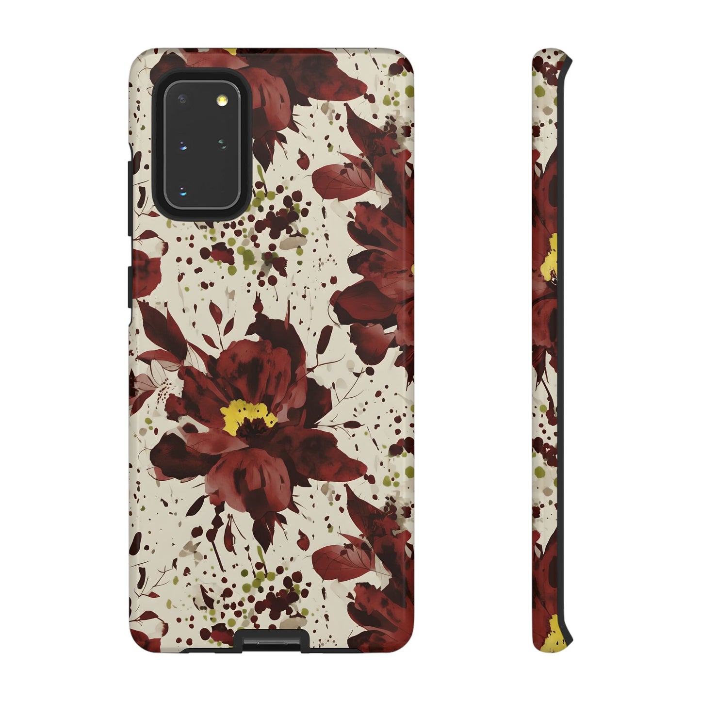 Royral Red Watercolor Floral Phone Case — Seamless Pastel Flower Protective Design Cover