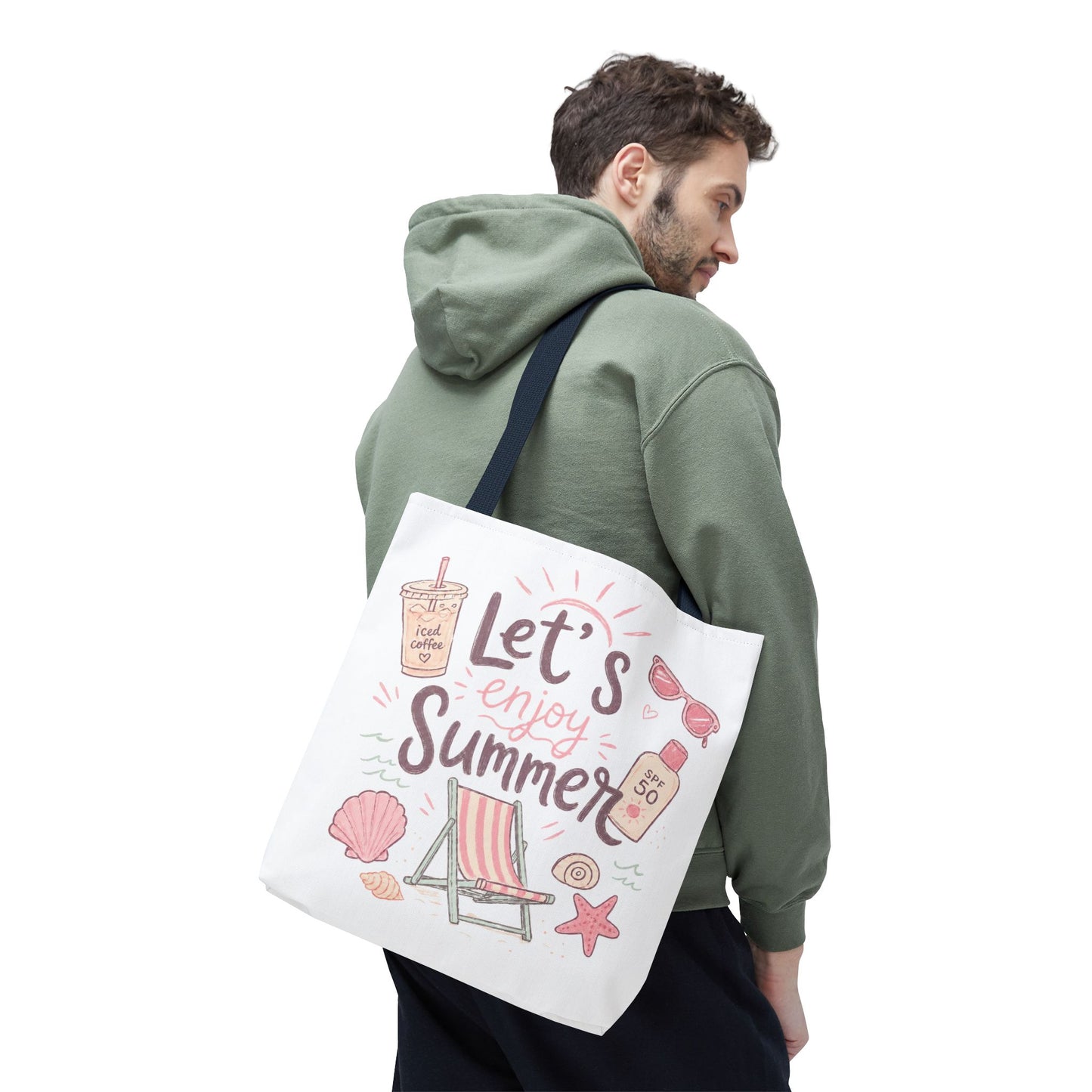 Let's Enjoy Summer Tote Bag — Beach Chair & Seashell Graphic