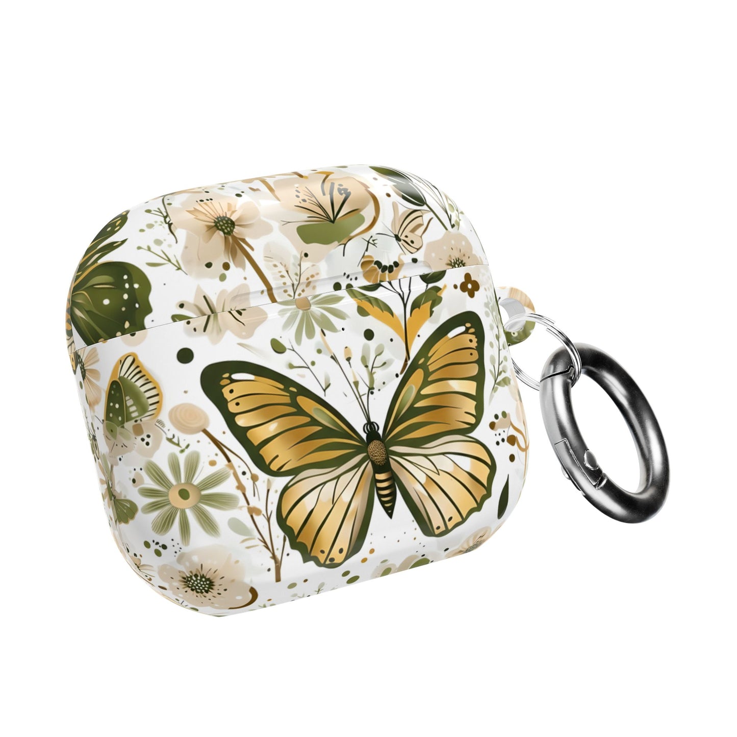 Olive Green Butterfly Floral AirPod Case — Decorative Charging Case