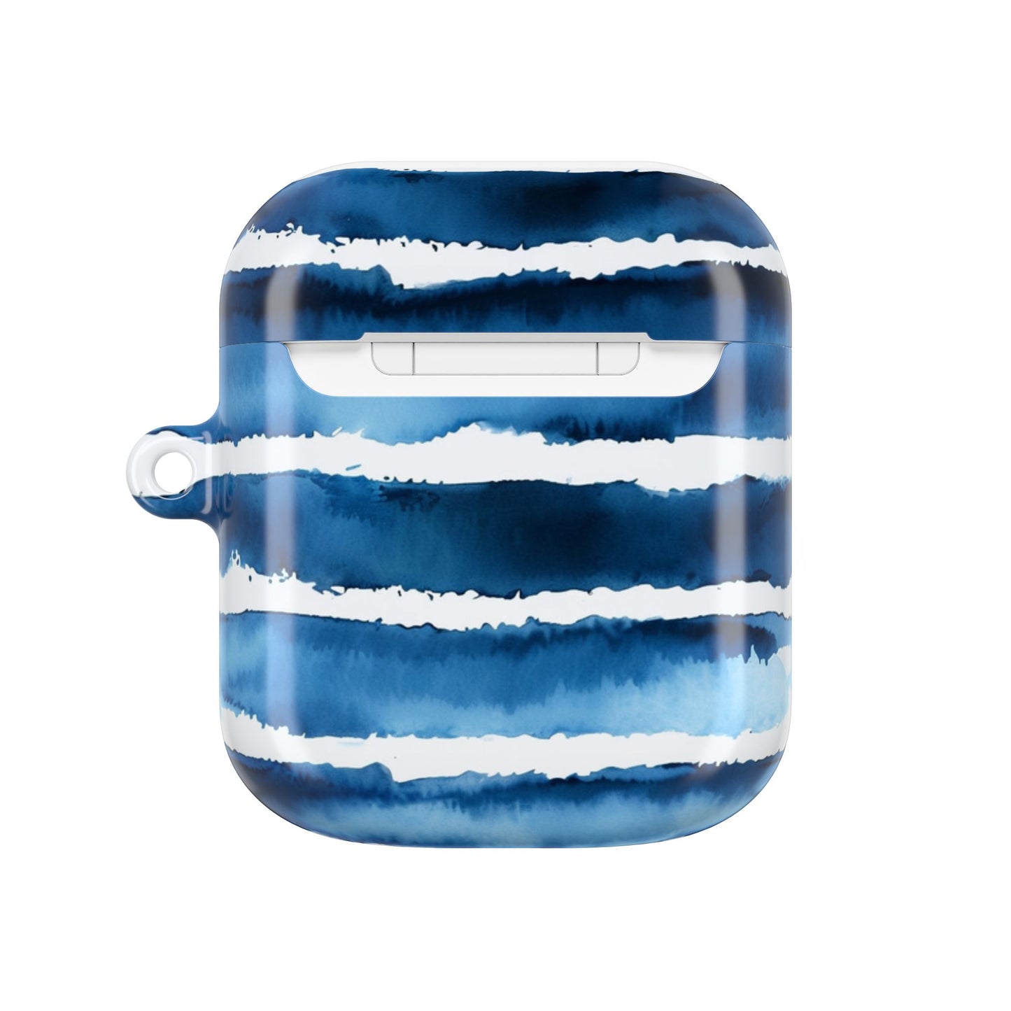 Blue Watercolor Stripe AirPod Case — Coastal Wave Protective Cover
