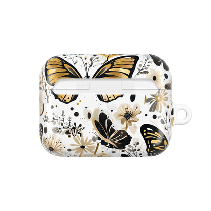 Gold & black Butterfly Floral AirPod Case — Decorative Charging Case