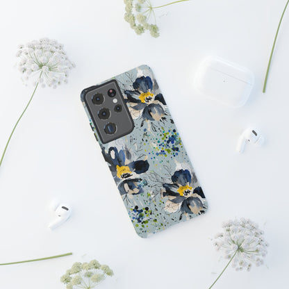 Blue Watercolor Floral Phone Case — Seamless Pastel Flower Protective Design Cover