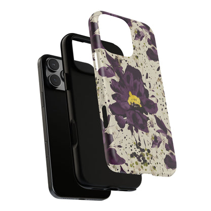 Royral Purple Watercolor Floral Phone Case — Seamless Pastel Flower Protective Design Cover