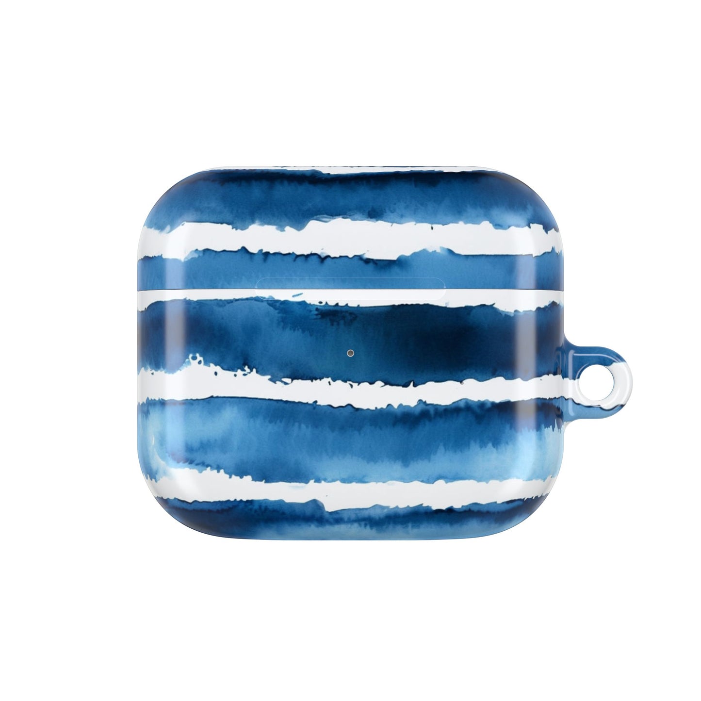 Blue Watercolor Stripe AirPod Case — Coastal Wave Protective Cover